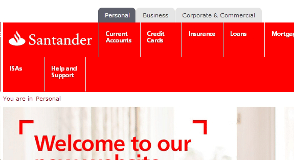 Santander, broken mobile responsive website design